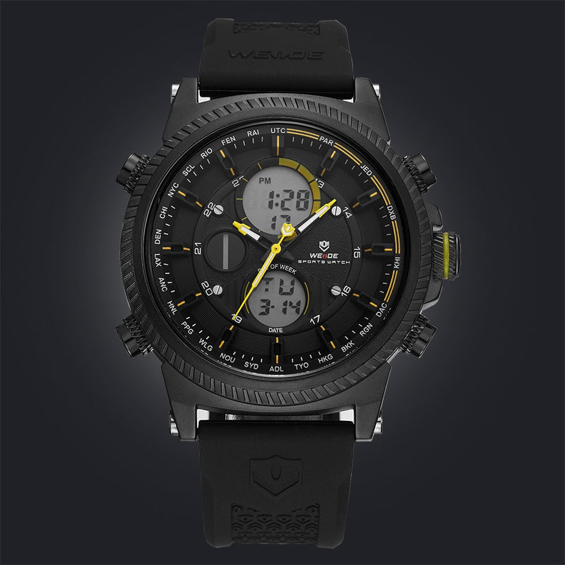 Dual Time World City Silicone Black/Yellow