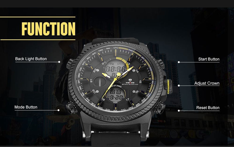 Dual Time World City Silicone Black/Yellow